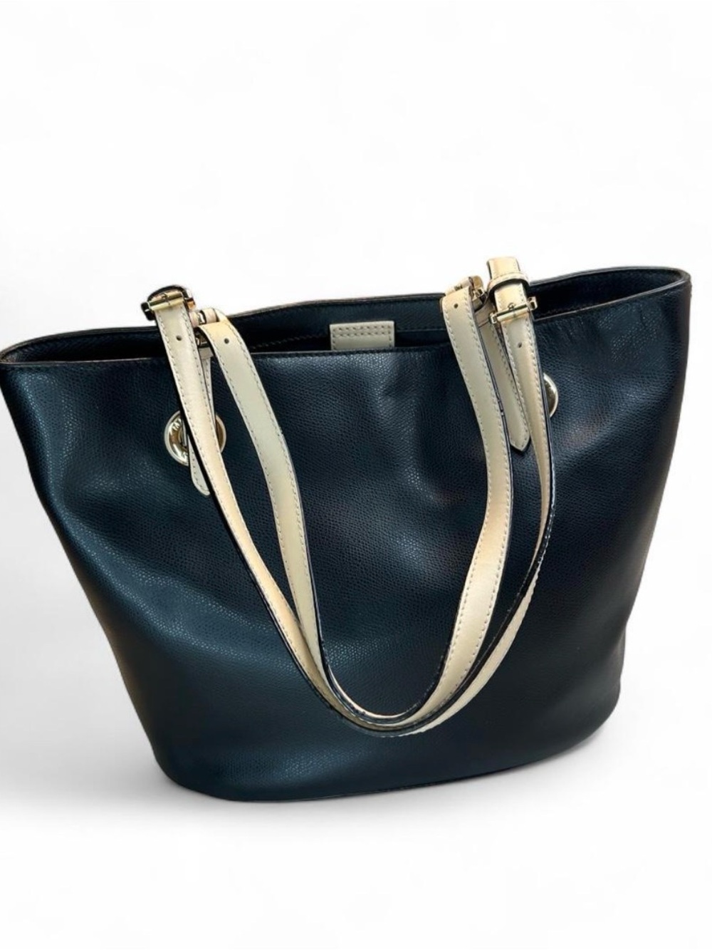 Michael kors Black Tote Bag with Cream Straps - Women's Everyday Shoulder Bag - Picture 1 of 6